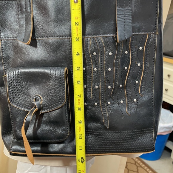 SISILY 100% LEATHER ADJUSTABLE BLACK STUDDED BAG - Picture 10 of 15